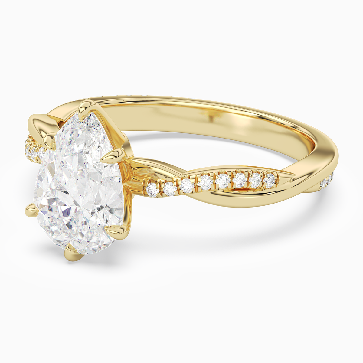 Pear Twisted Vine Accented in 14K Yellow Gold top angle