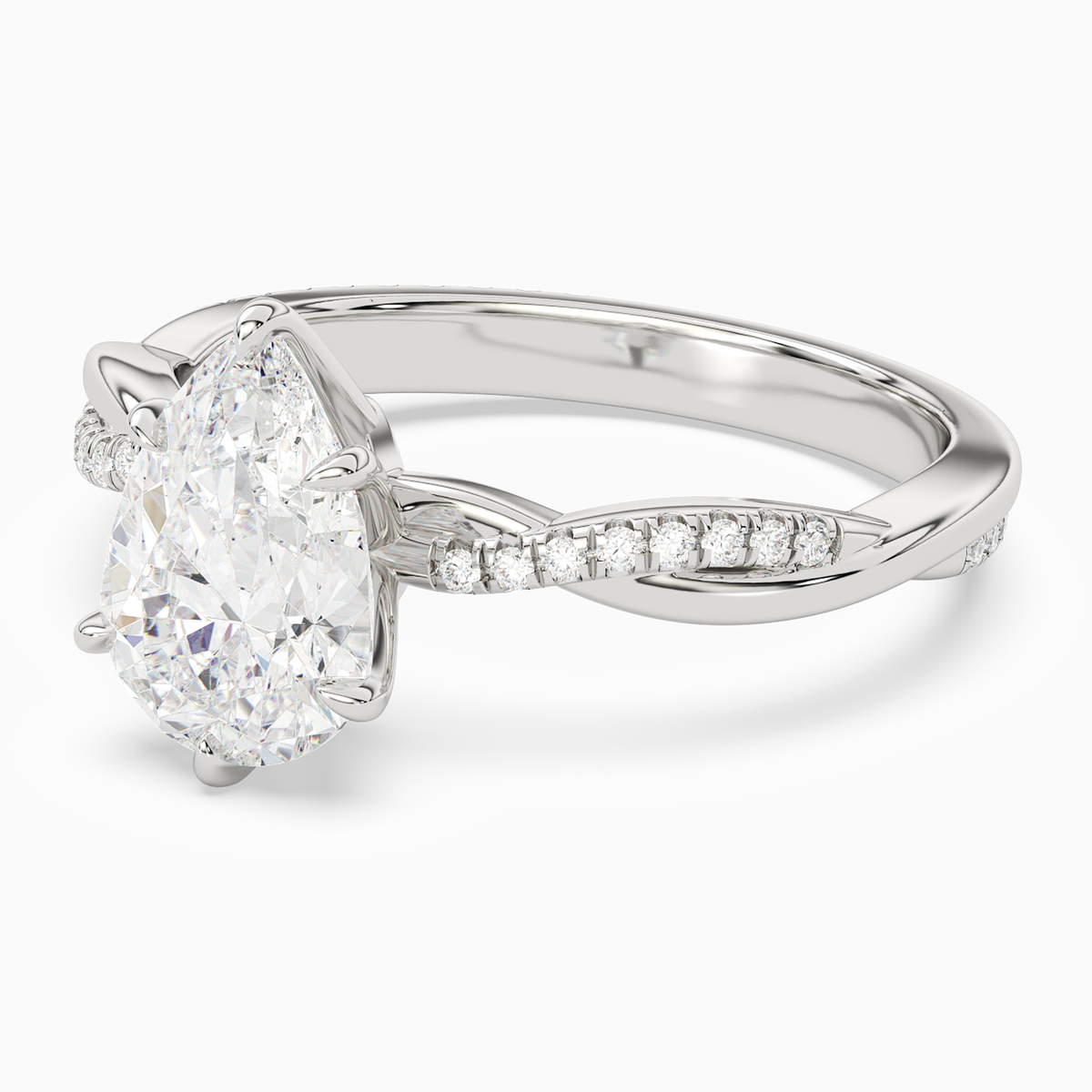 Pear Twisted Vine Accented in 18K White Gold top angle
