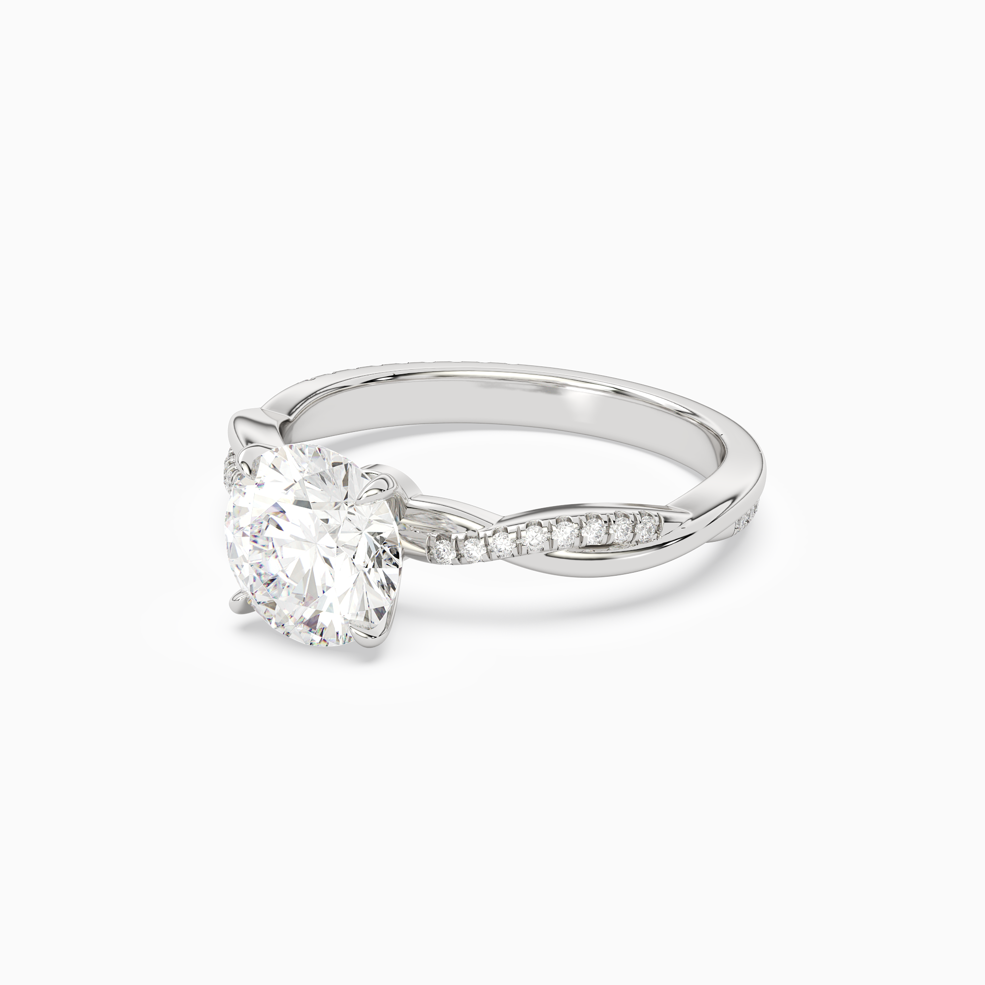 Round Twisted Vine Accented in 18K White Gold top angle
