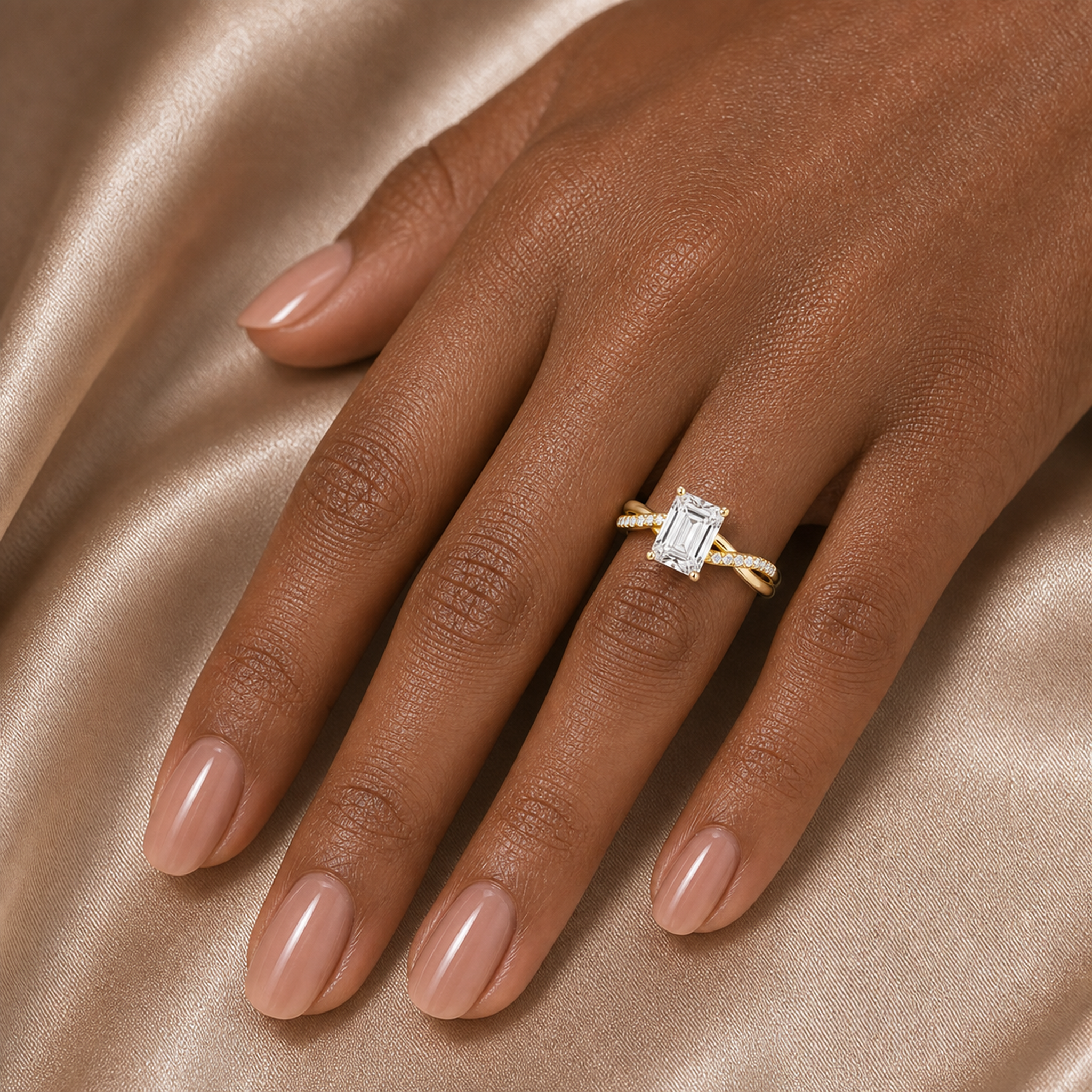 Emerald Twisted Vine Accented in 18K Yellow Gold wearing
