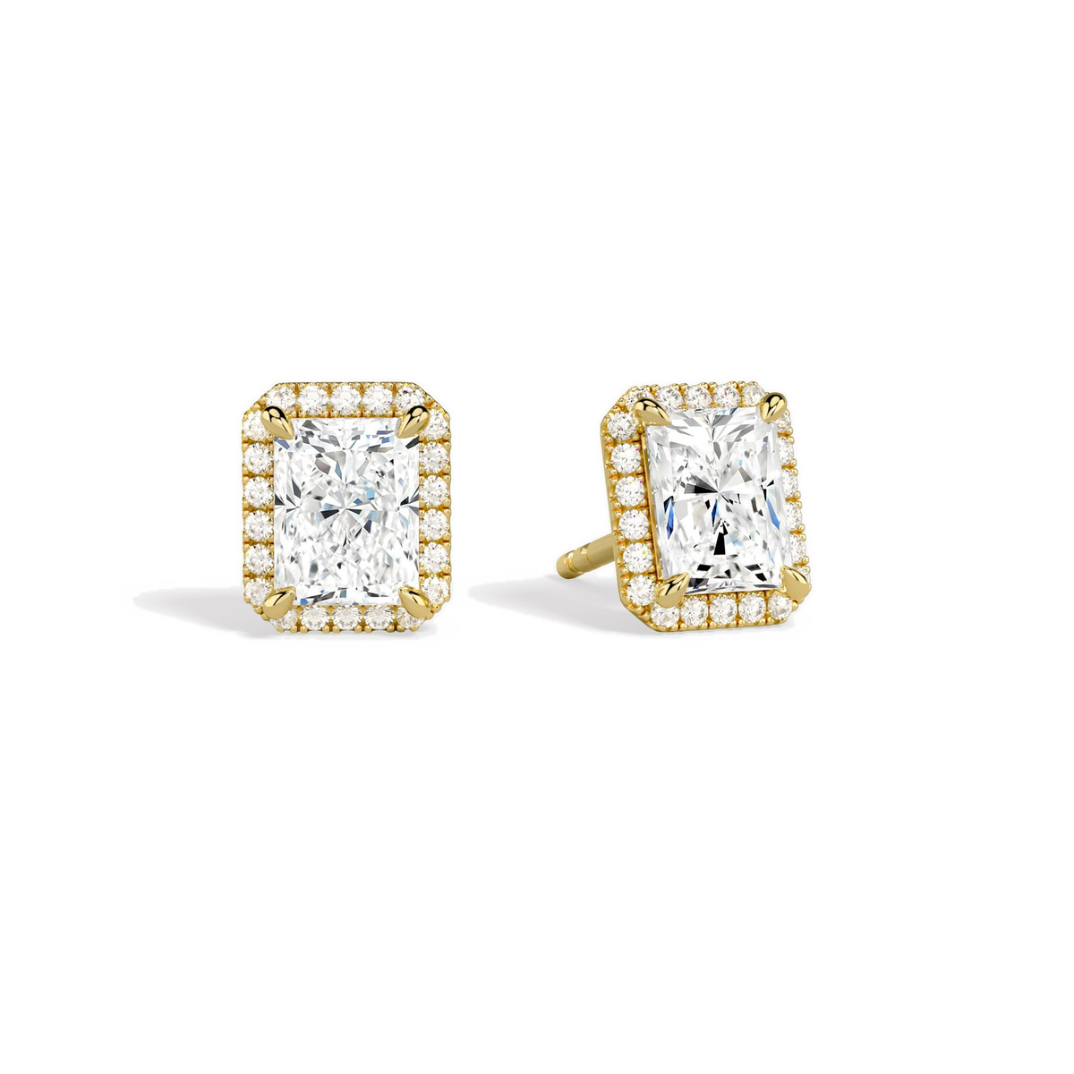 Seren Radiant Halo Lab-Grown Diamond Stud Earrings in 18K Yellow Gold, front view