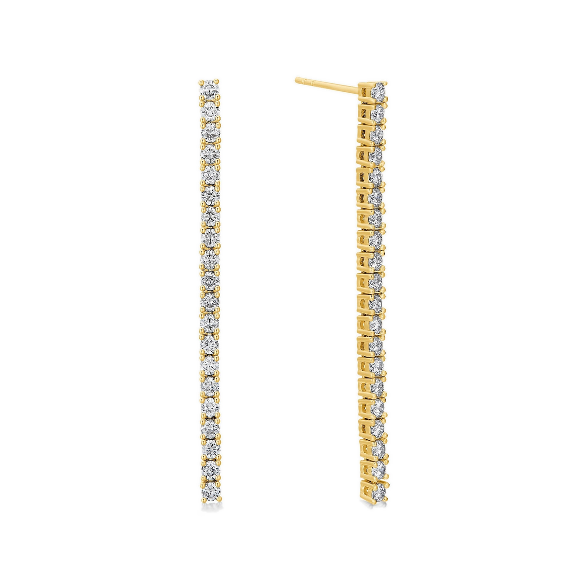 Dulcie Line Drop Tennis Lab-Grown Diamond Drop Earrings in 14K Yellow Gold, front view