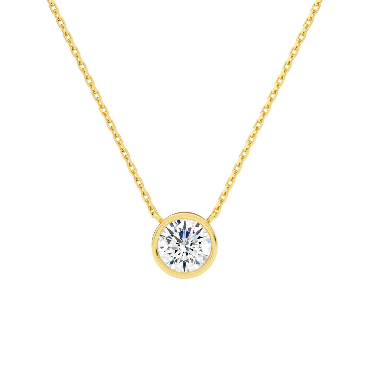 Sienna Round Bezel Solitaire Lab-Grown Diamond Necklace in 18K Yellow Gold, front view