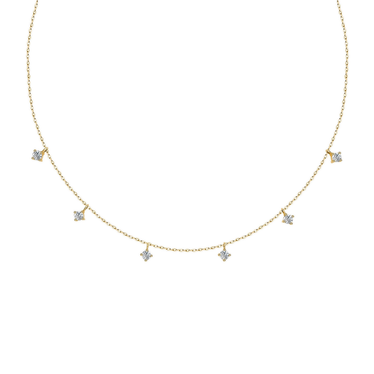 Vesper Starry Charm Dainty Lab-Grown Diamond Necklace in 14K Yellow Gold, front view