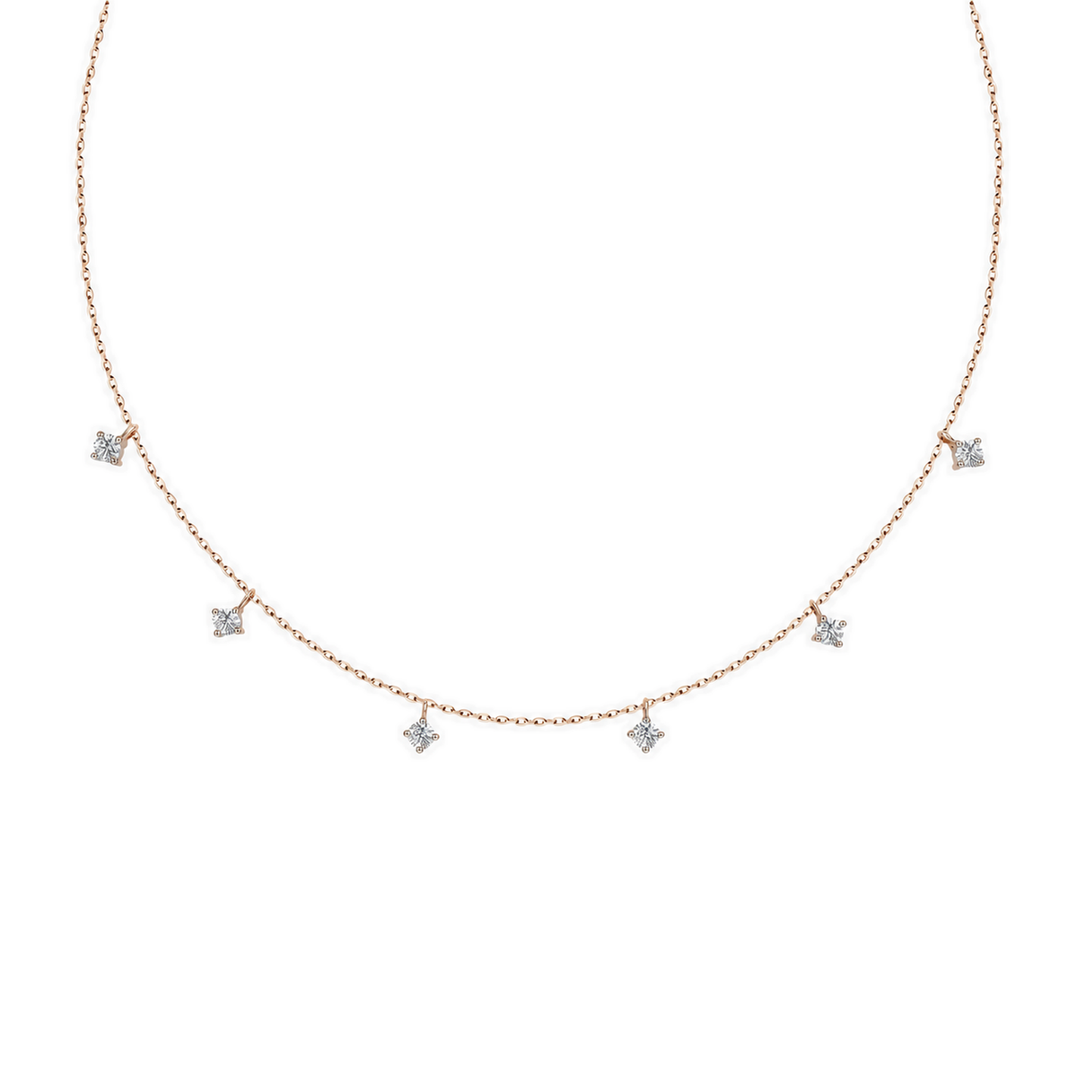 Vesper Starry Charm Dainty Lab-Grown Diamond Necklace in 14K Rose Gold, front view