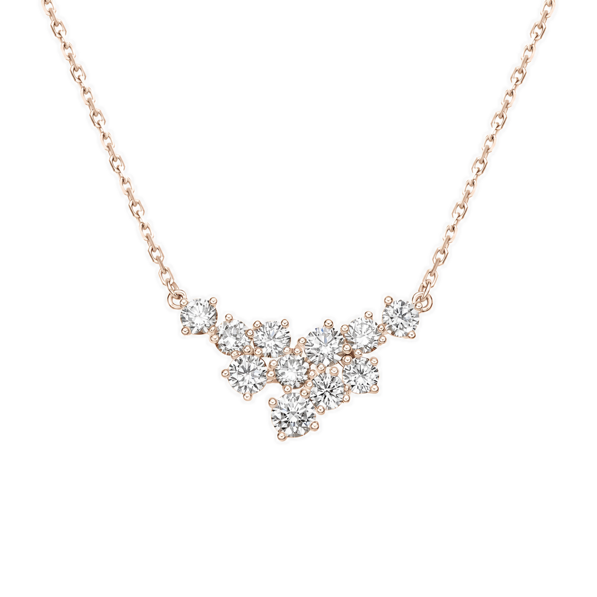 Estelle Sparkling Cluster Lab-Grown Diamond Necklace in 14K Rose Gold, front view