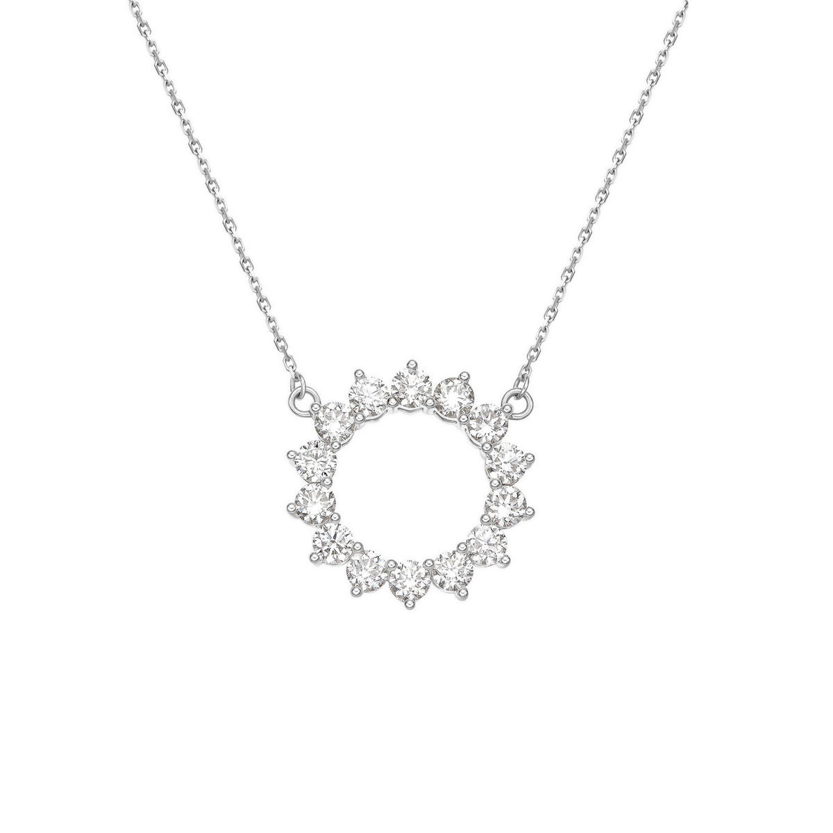 Celina Eclipse Open Circle Lab-Grown Diamond Necklace in Platinum, front view