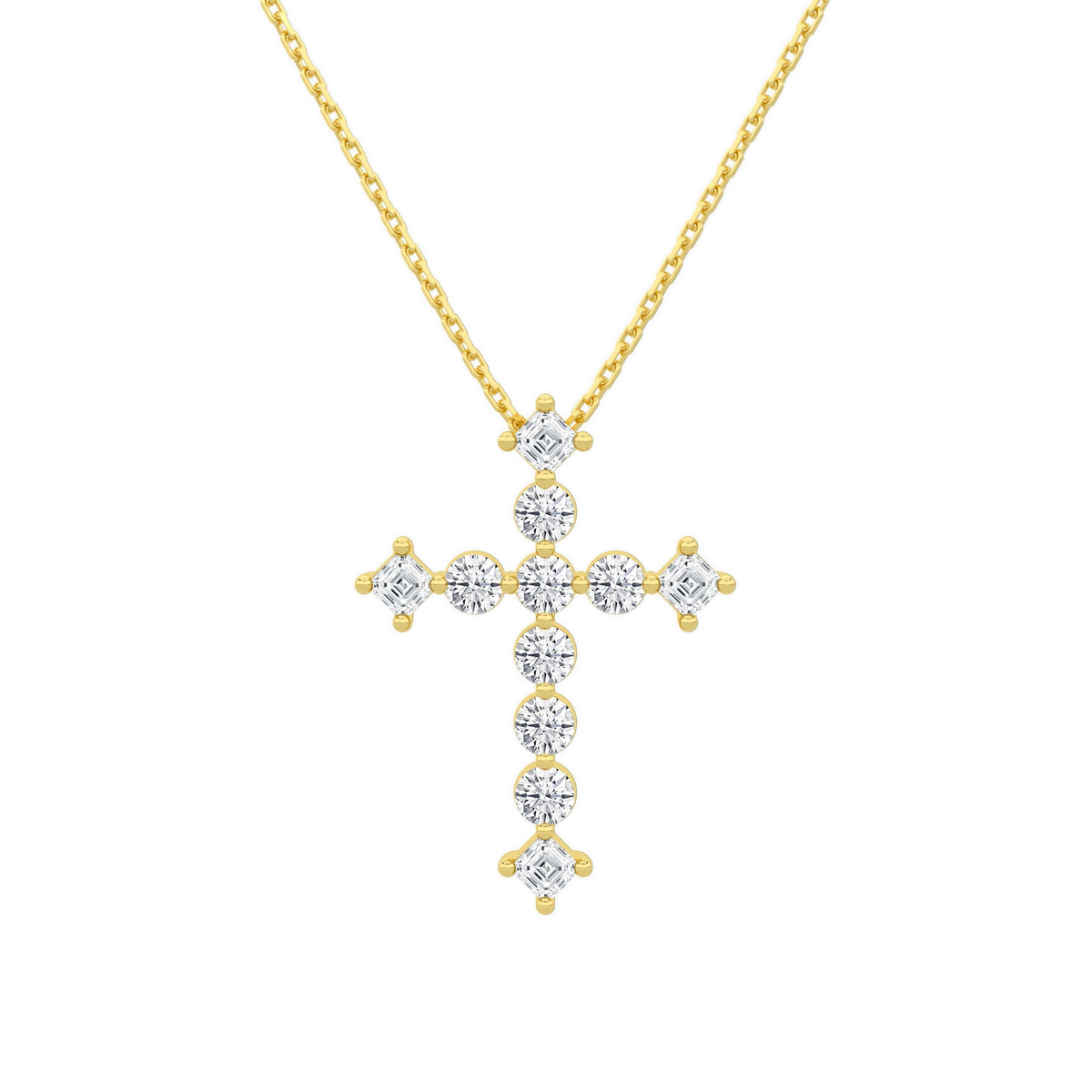 Thea Cross Lab-Grown Diamond Pendant Necklace in 14K Yellow Gold, front view