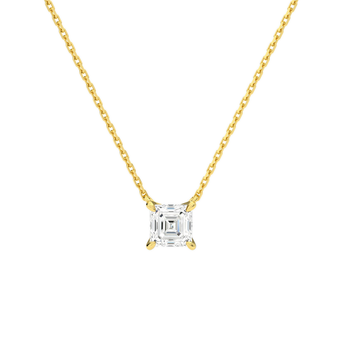 Solenne Asscher Solitaire Lab-Grown Diamond Necklace in 18K Yellow Gold, front view