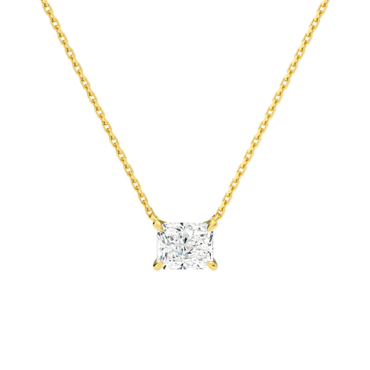 Solenne Radiant Solitaire Lab-Grown Diamond Necklace in 14K Yellow Gold, front view