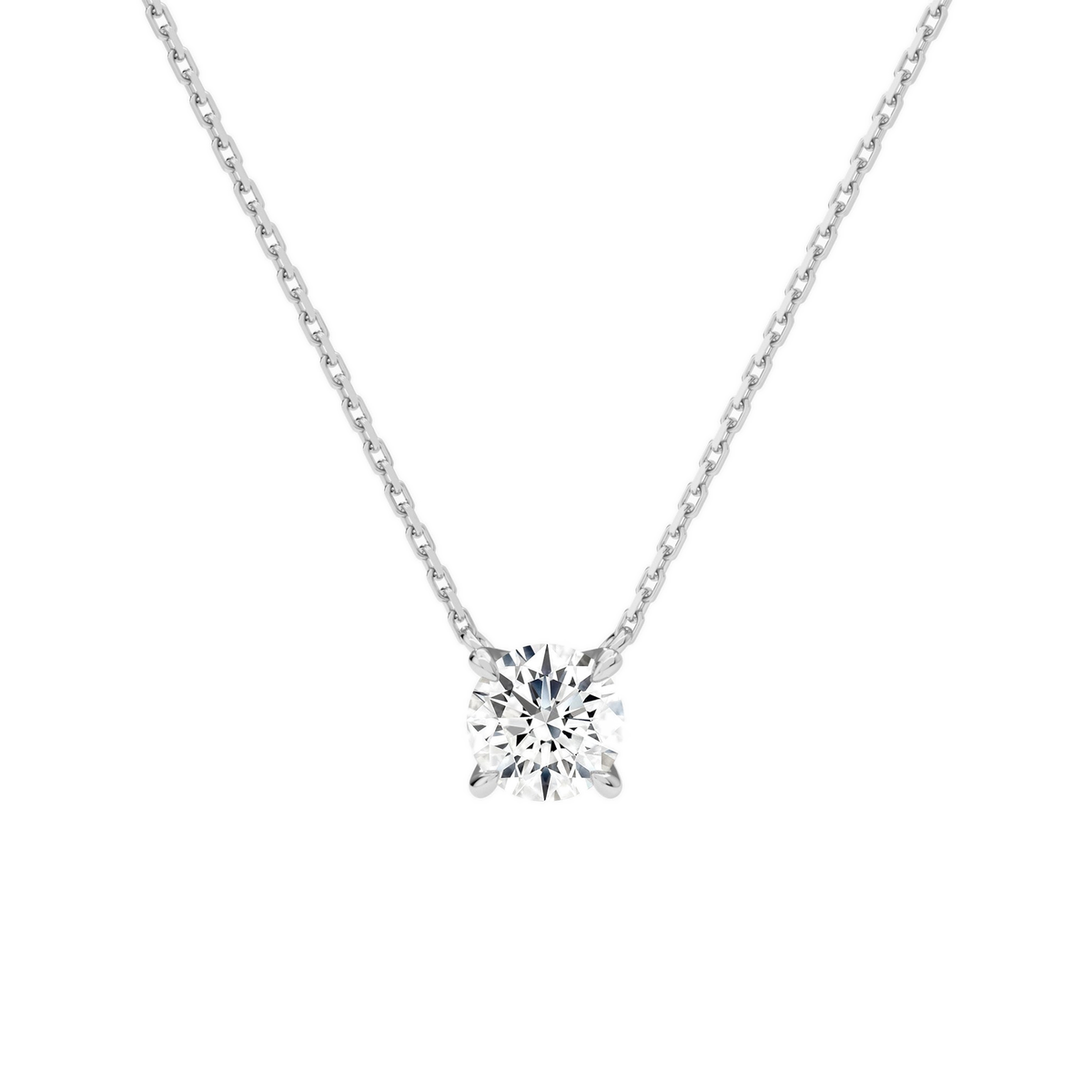 Solenne Round Solitaire Lab-Grown Diamond Necklace in Platinum, front view