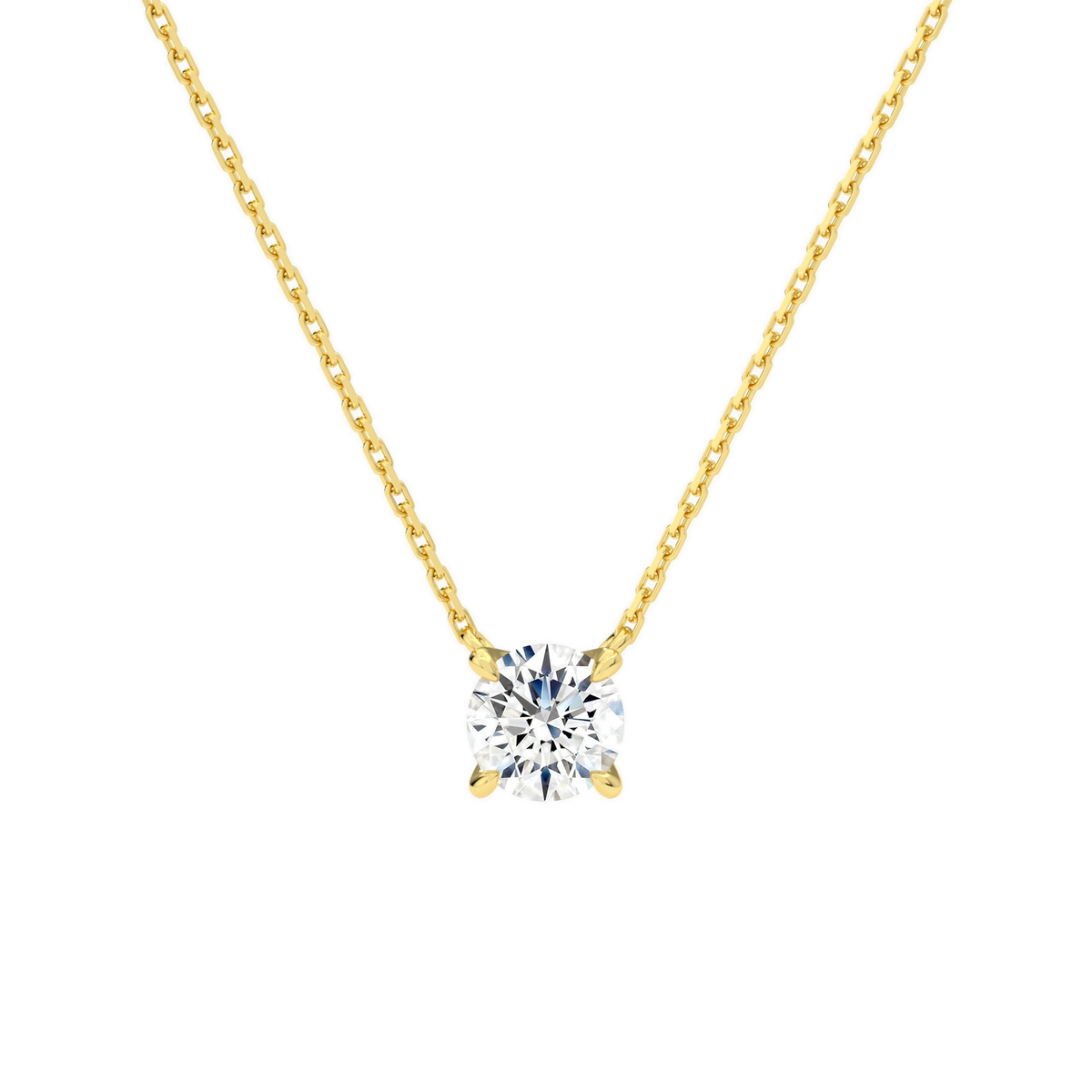 Solenne Round Solitaire Lab-Grown Diamond Necklace in 18K Yellow Gold, front view