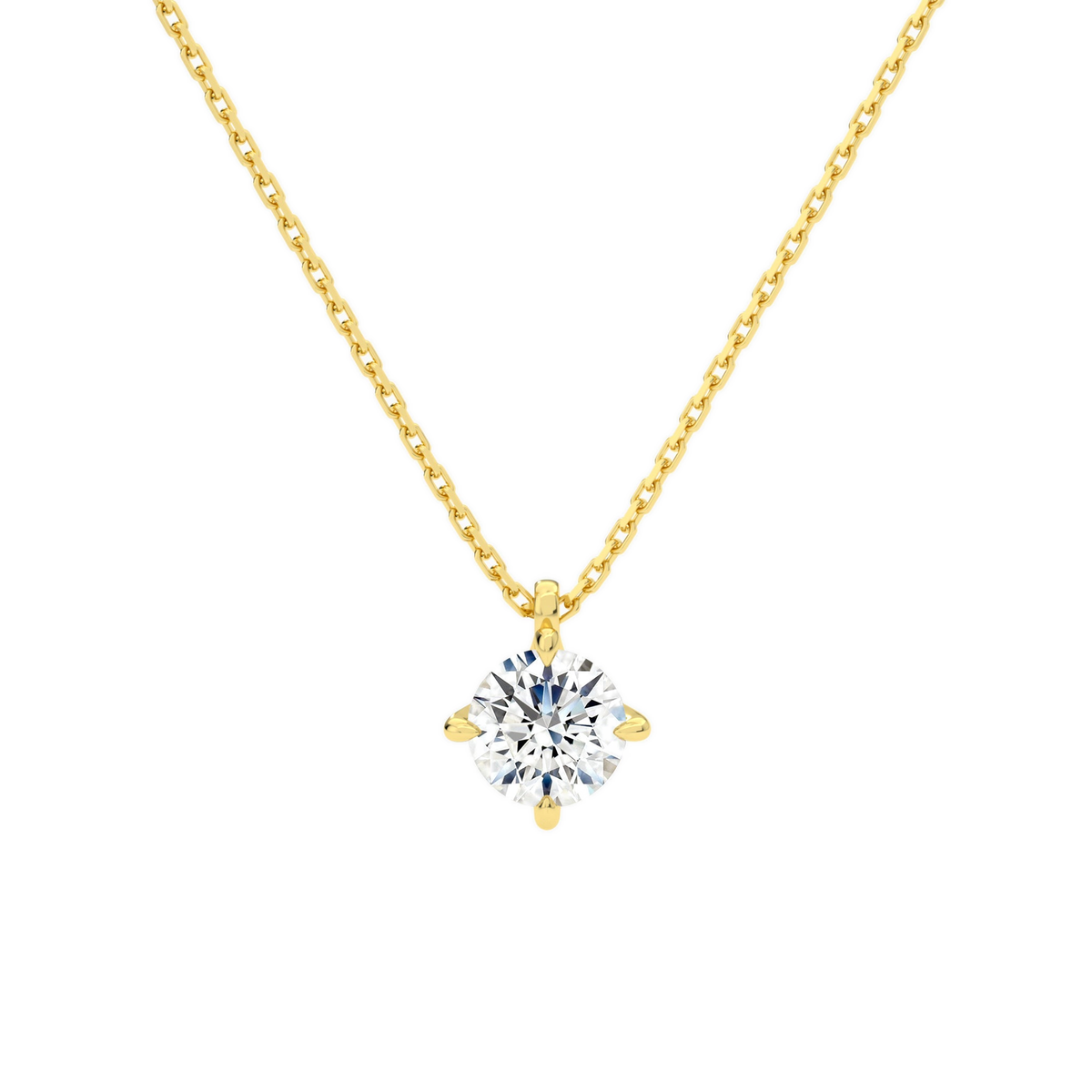Elysia Round Solitaire Lab-Grown Diamond Pendant Necklace in 18K Yellow Gold, front view