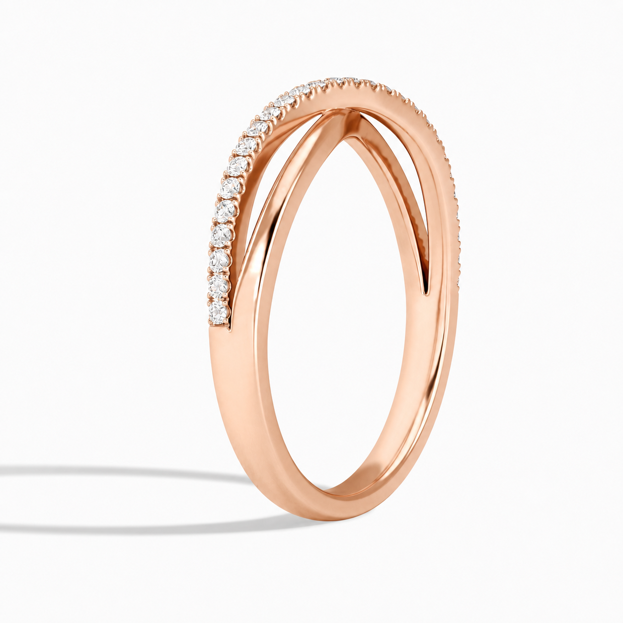 Aline Accented Cross Diamond Ring in 14K Rose Gold second product view