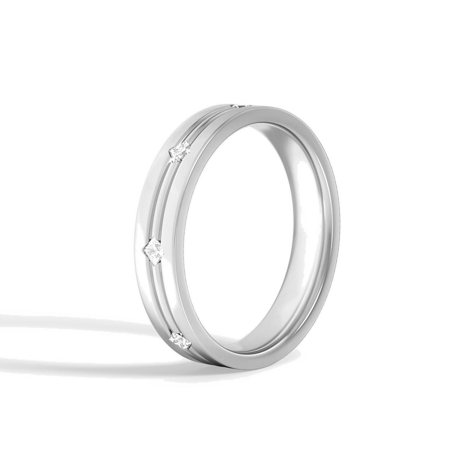 Vera East-West Cut Accented Diamond Wedding Band in Platinum second product view