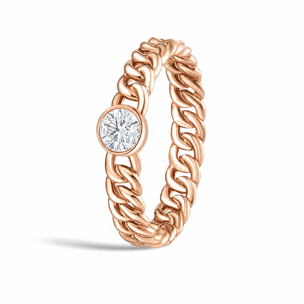 Nadia Cuban Bezel Stacking Diamond Ring in 14K Rose Gold second product view