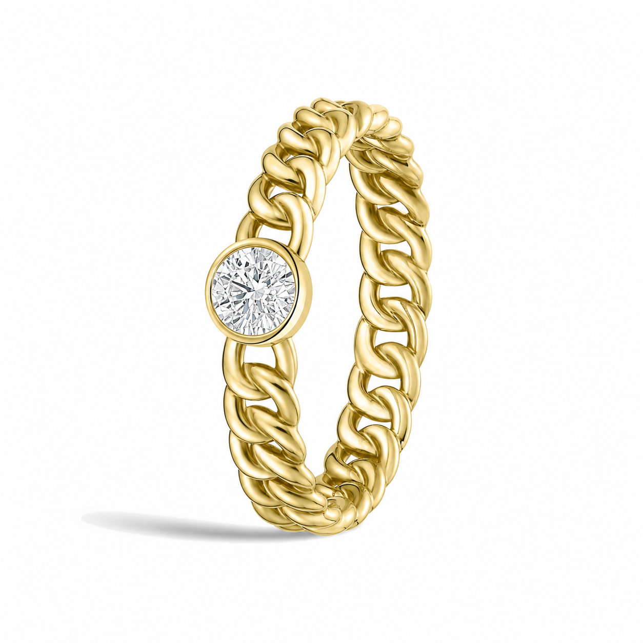 Nadia Cuban Bezel Stacking Diamond Ring in 14K Yellow Gold second product view