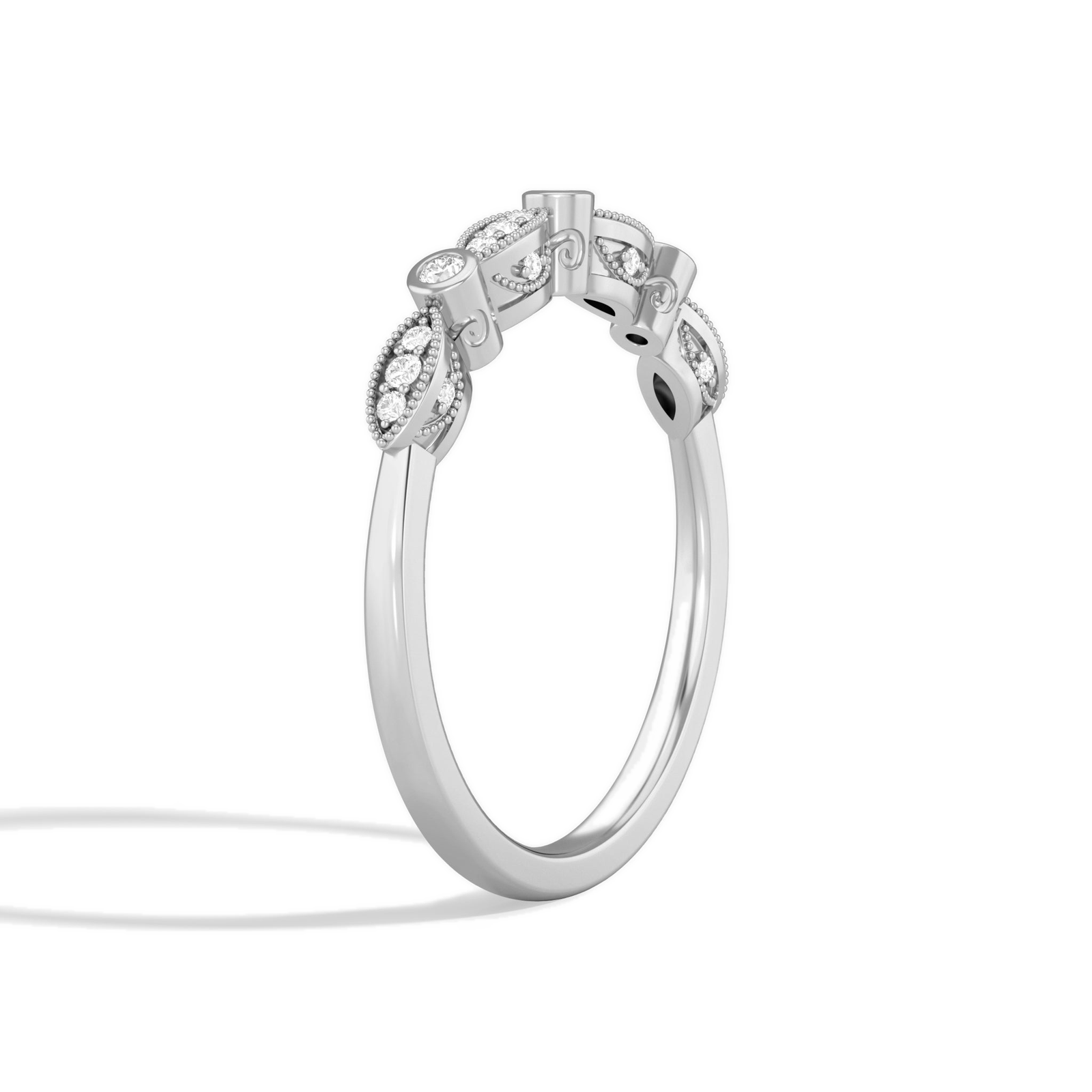 Lena Art Deco Milgrain Bezel Diamond Ring in Platinum second product view