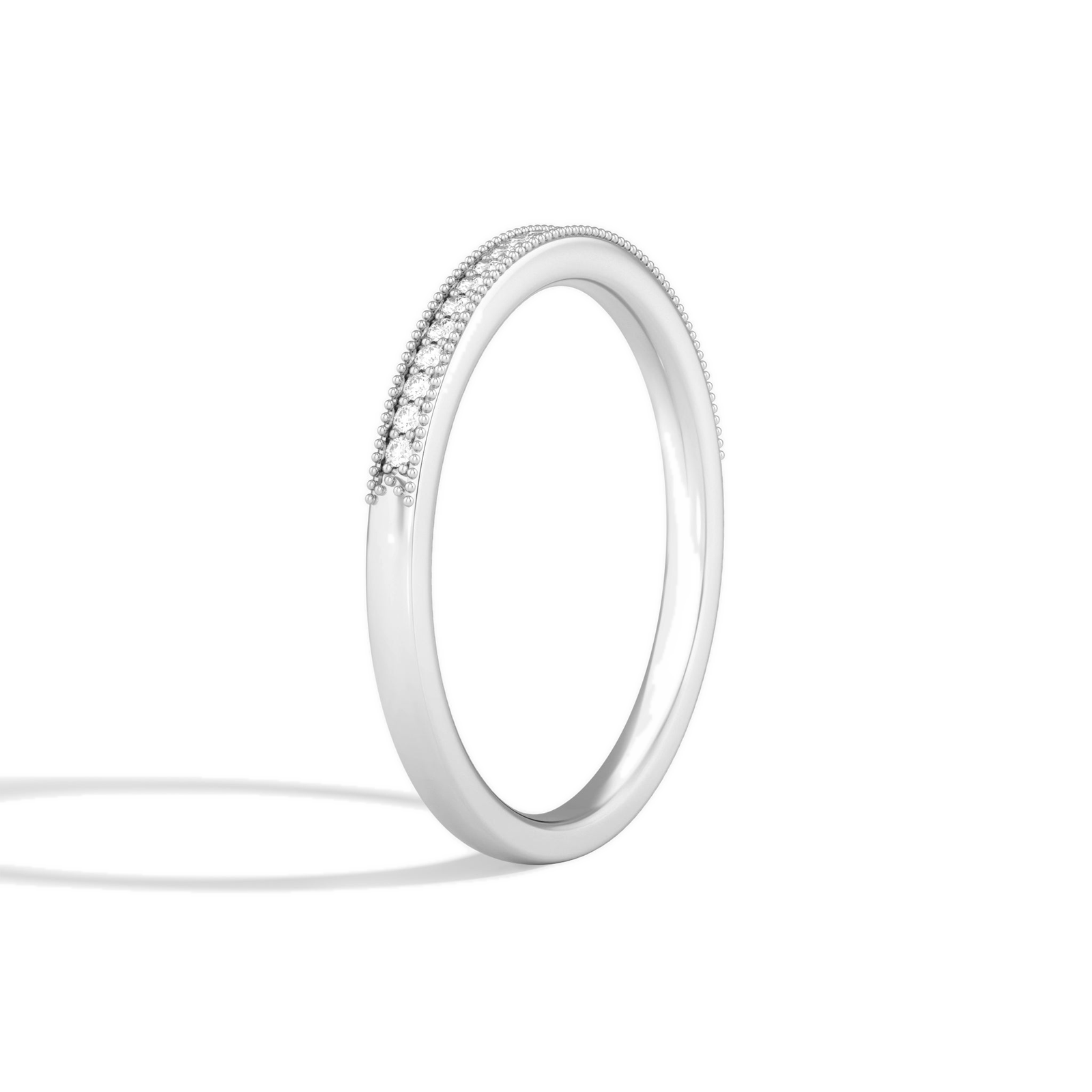 Ines Milgrain Channel Diamond Ring in 14K White Gold second product view