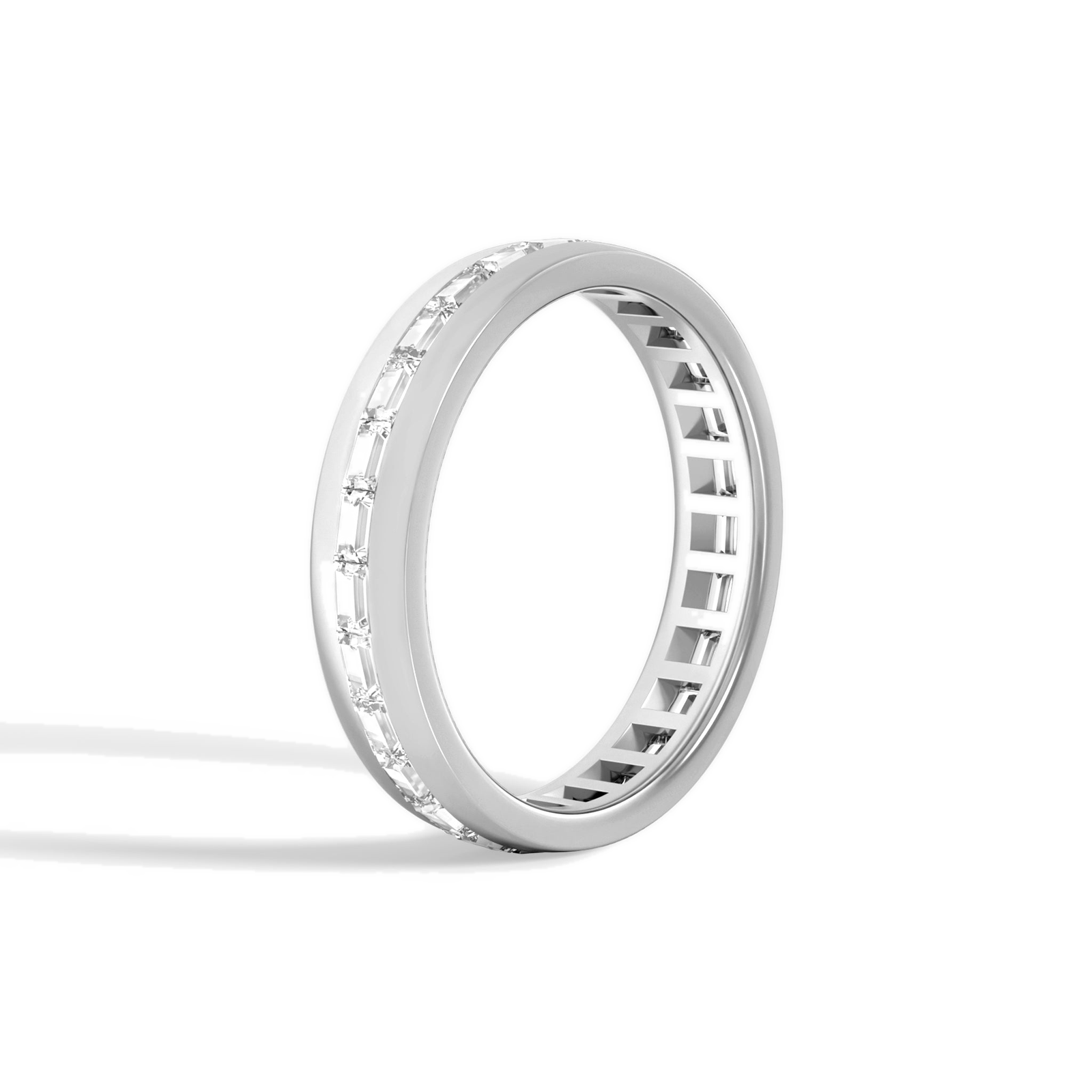Arden East-West Channel Baguette Diamond Wedding Band in Platinum second product view