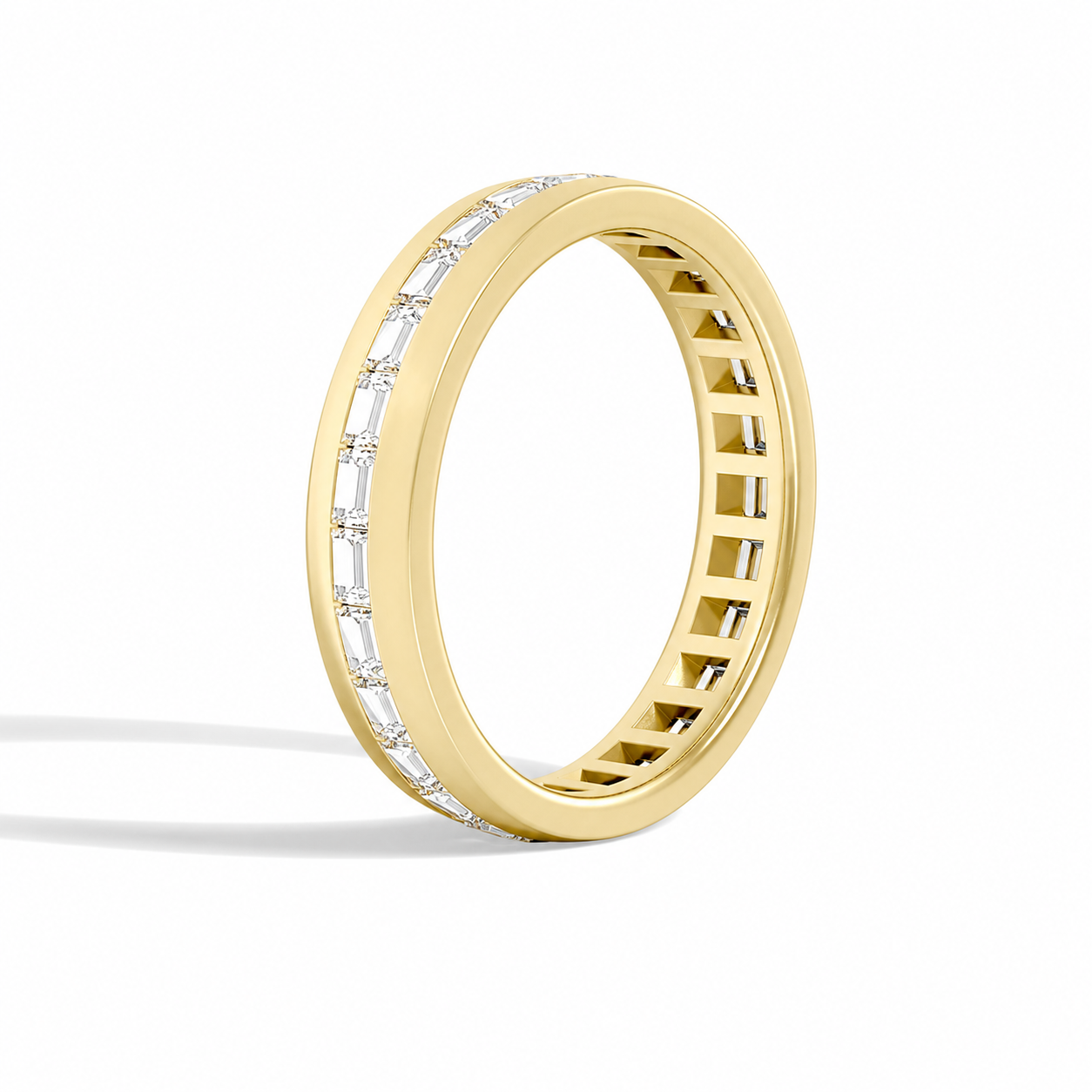 Arden East-West Channel Baguette Diamond Wedding Band in 14K Yellow Gold second product view