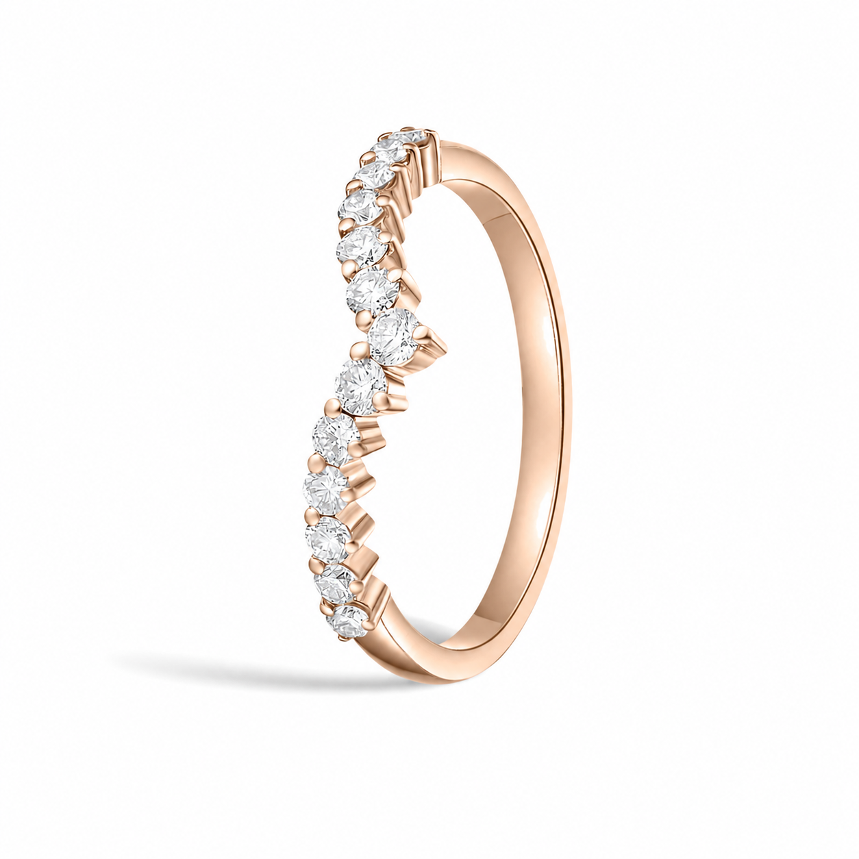Vivienne Tiara Diamond Wedding Band in 14K Rose Gold second product view