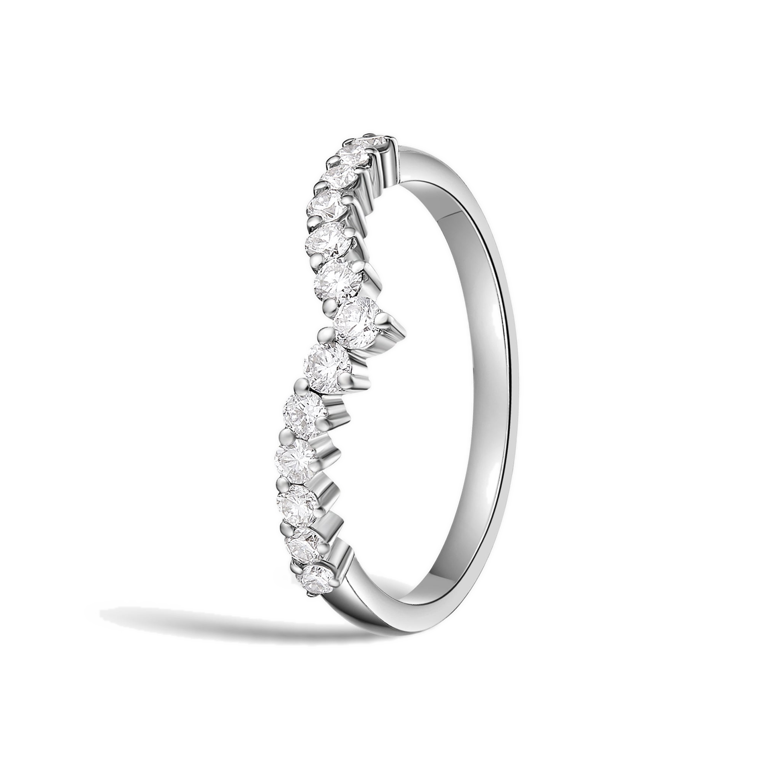 Vivienne Tiara Diamond Wedding Band in 18K White Gold second product view