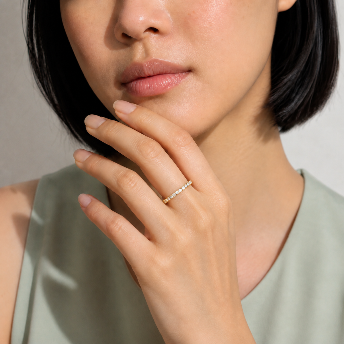 Simone Luna Lab-Grown Diamond Ring in 14K Yellow Gold, worn on hand