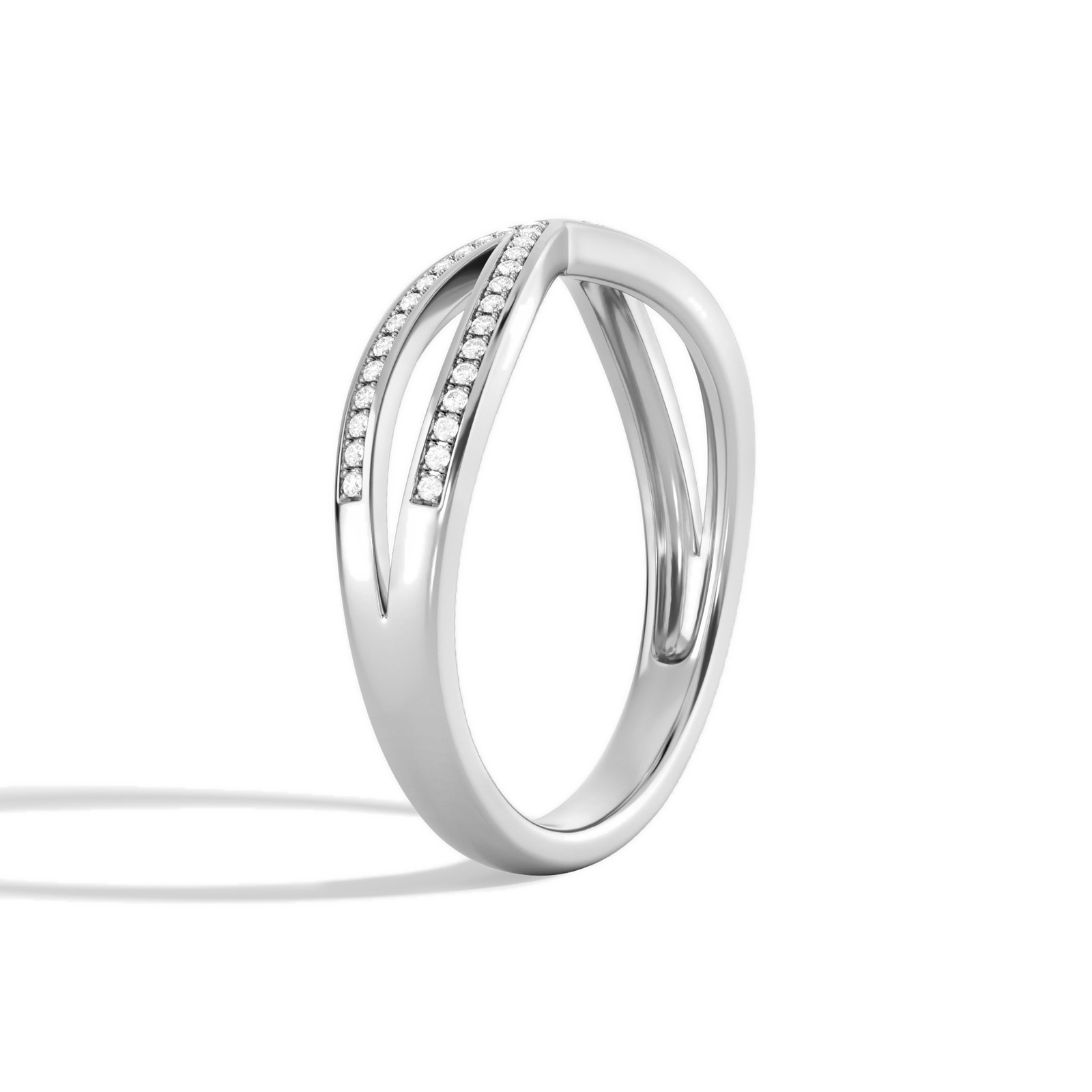 Alina Darcy Crisscross Diamond Ring in 18K White Gold second product view