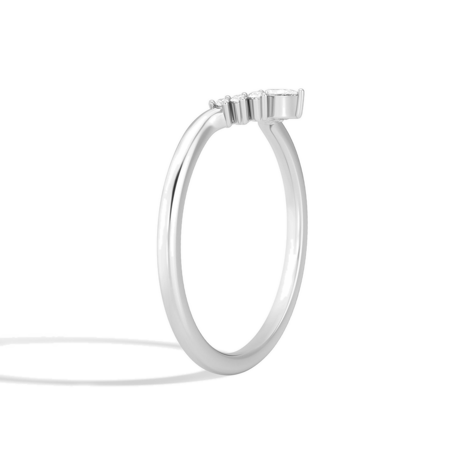 Selene Crescent Diamond Ring in 14K White Gold second product view