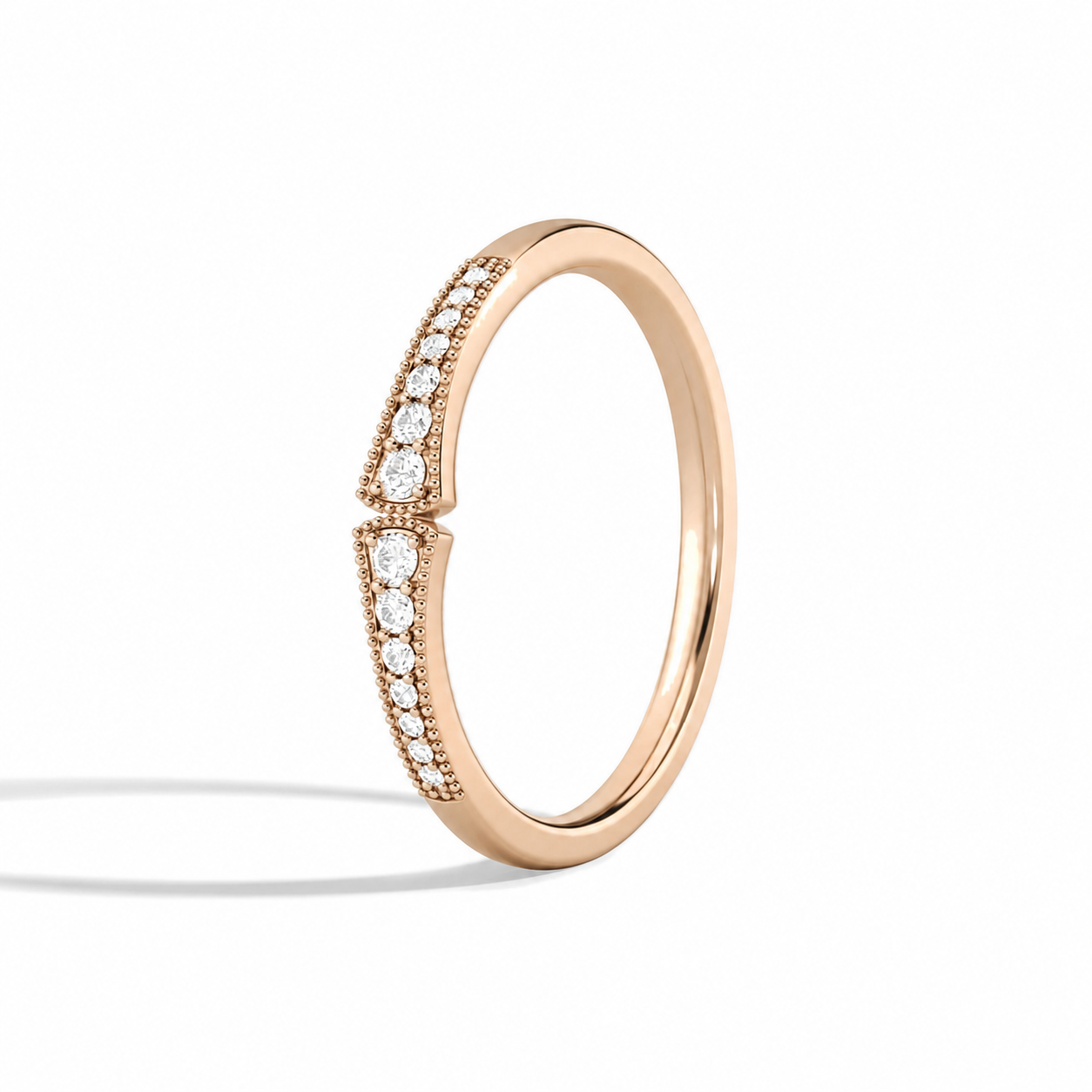 Lyra Starla Milgrain Diamond Ring in 14K Rose Gold second product view