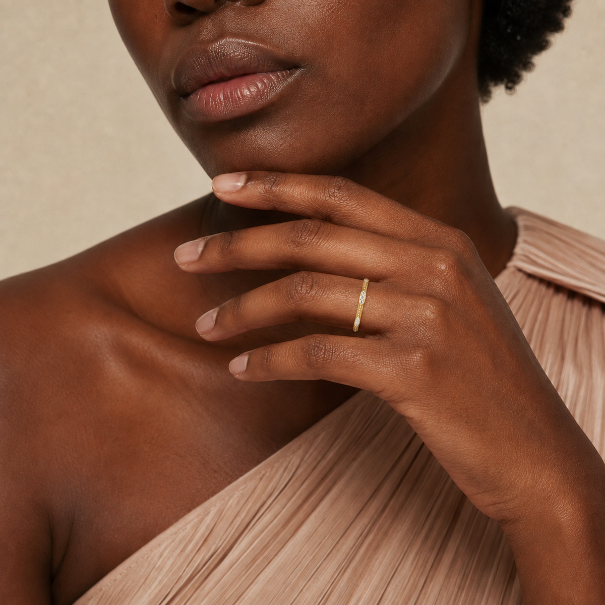 Marcella Aurora Lab-Grown Diamond Ring in 14K Yellow Gold, worn on hand