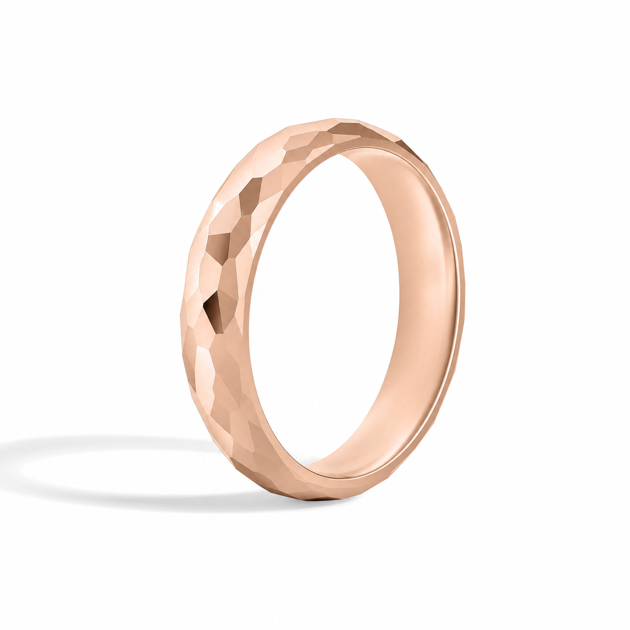 Calista Hammered Comfort Fit Diamond Wedding Band in 14K Rose Gold second product view