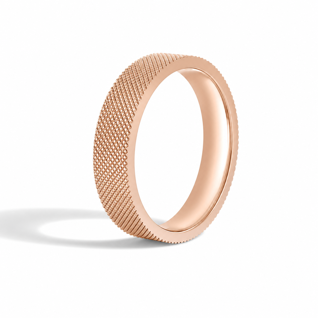 Elise Knurled Flat Edge Diamond Wedding Band in 14K Rose Gold second product view