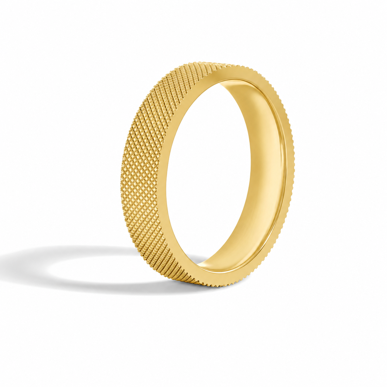 Elise Knurled Flat Edge Diamond Wedding Band in 14K Yellow Gold second product view