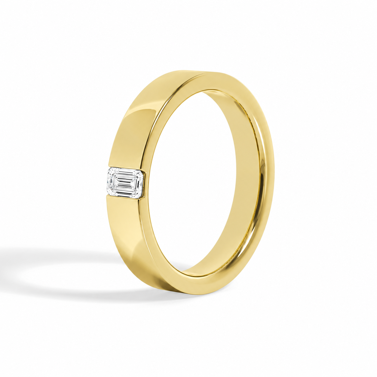 Juna Flat Edge Single Diamond Wedding Band in 18K Yellow Gold second product view