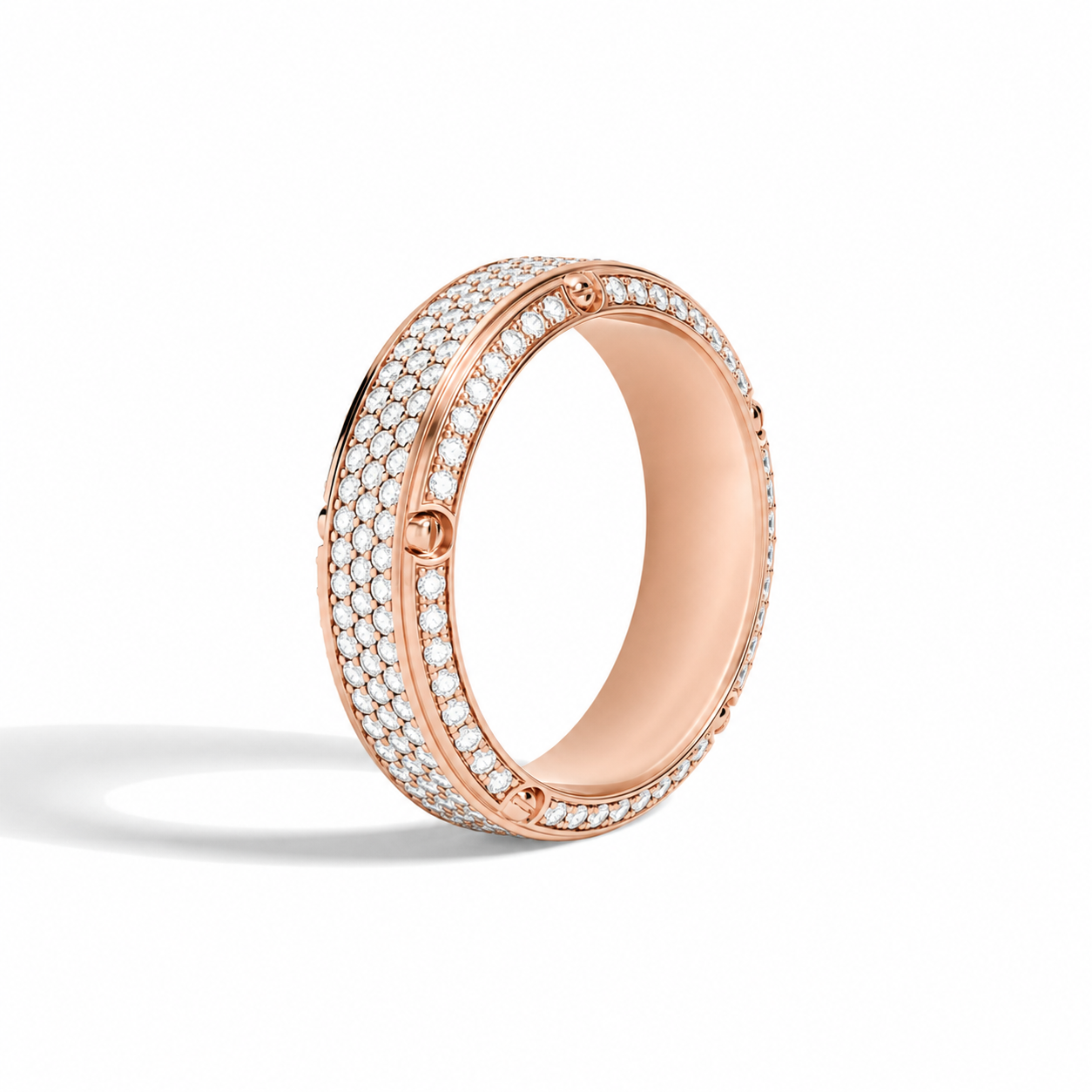 Lenora Beveled Pave Diamond Wedding Band in 14K Rose Gold second product view