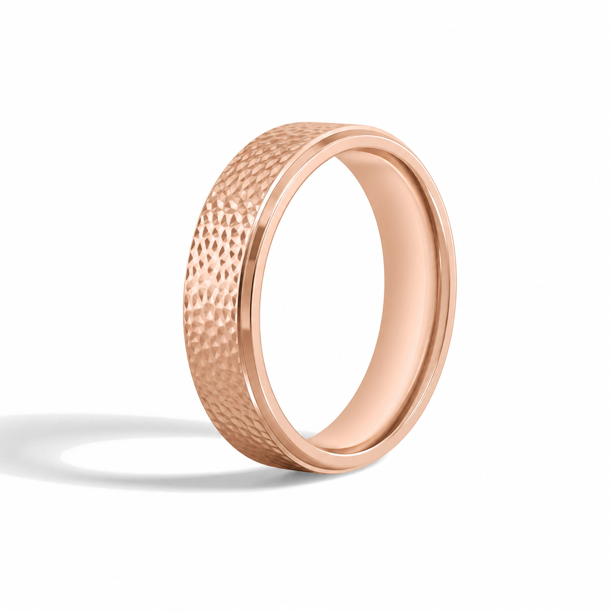 Melina Pebble Hammered Diamond Wedding Band in 14K Rose Gold second product view