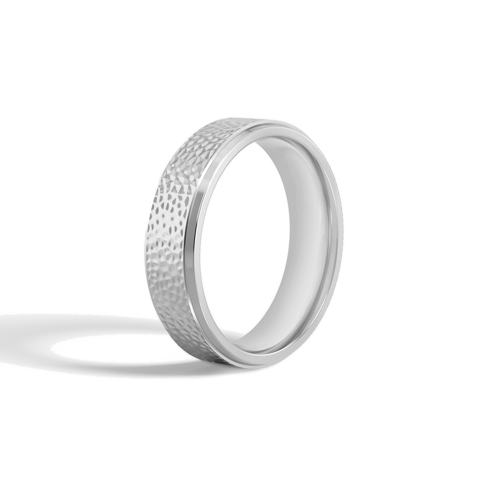 Melina Pebble Hammered Diamond Wedding Band in 14K White Gold second product view