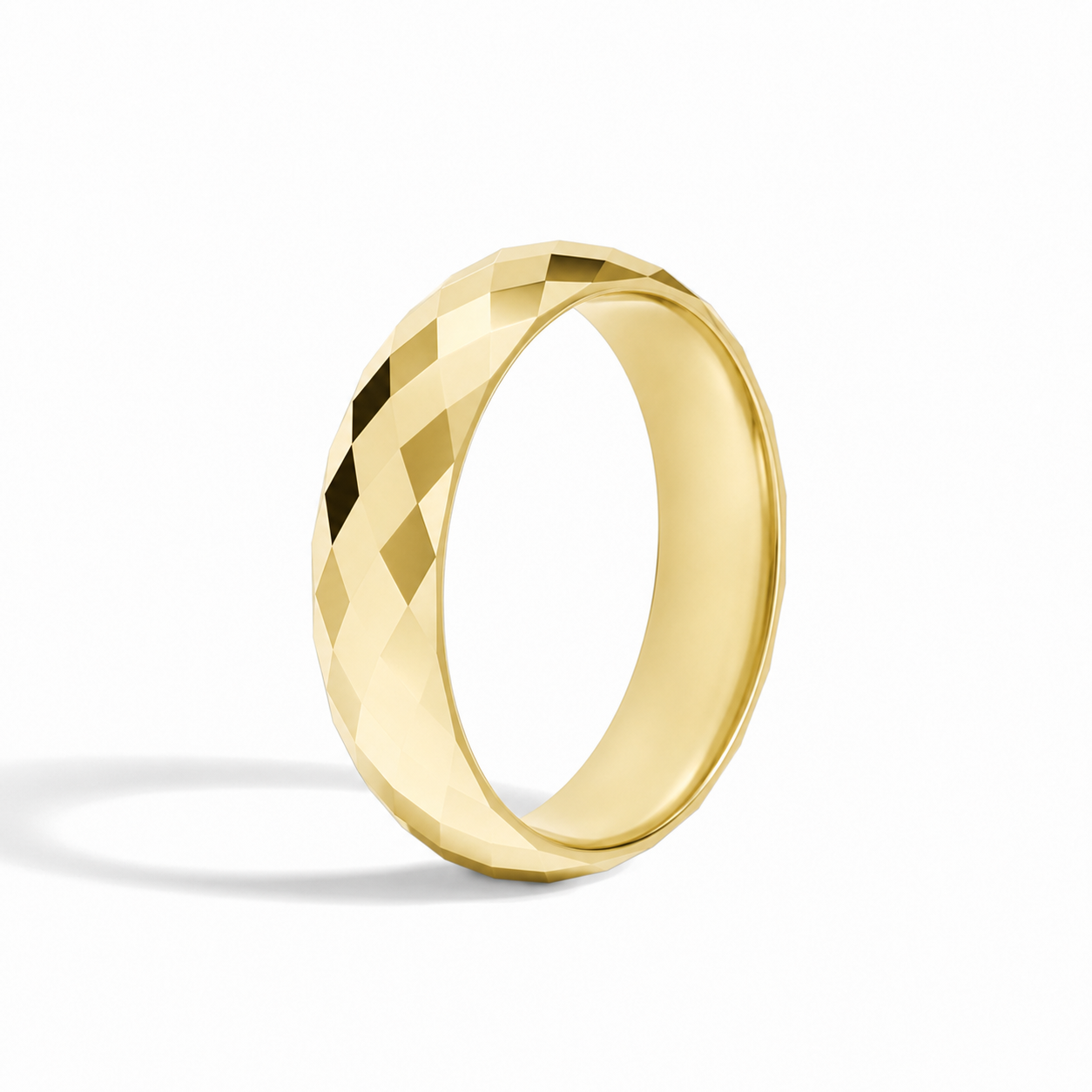 Odette Faceted Dome Diamond Wedding Band in 18K Yellow Gold second product view