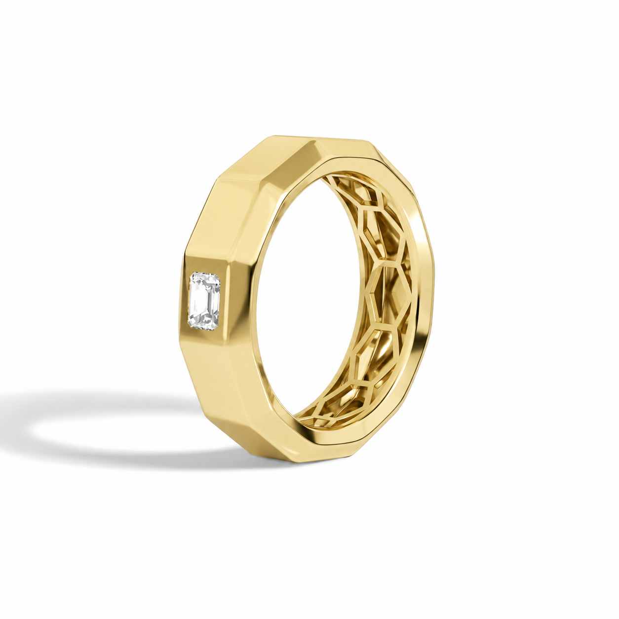 Perrine Faceted Single Diamond Wedding Band in 18K Yellow Gold second product view