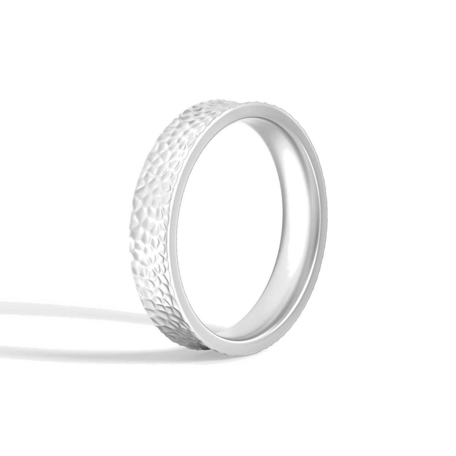 Willa Hammered Concave Comfort Fit Diamond Wedding Band in 14K White Gold second product view