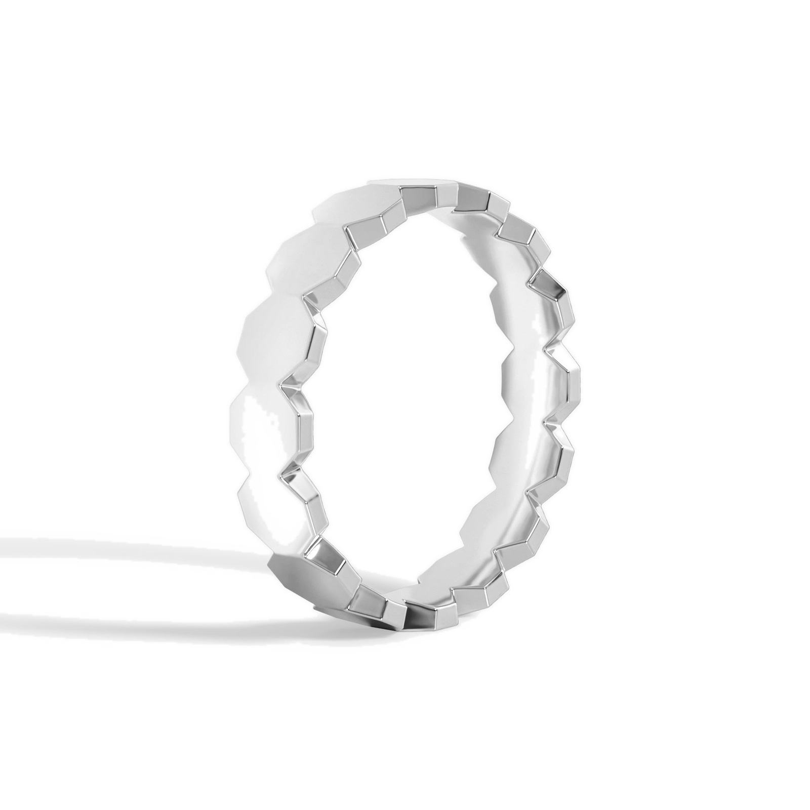 Romilly All Around Octagon Diamond Wedding Band in 18K White Gold second product view