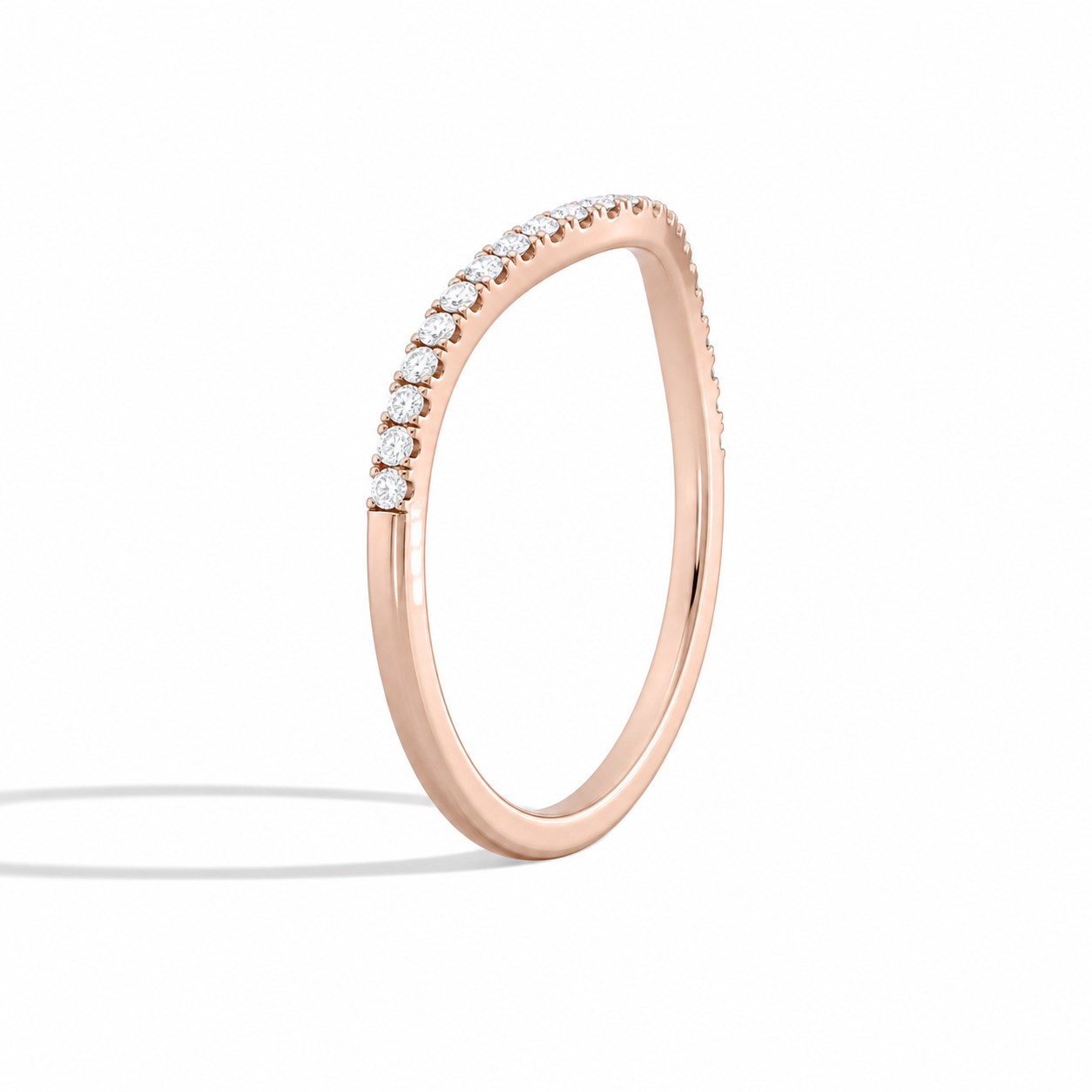 Zara Curved Half Eternity Diamond Band in 14K Rose Gold second product view