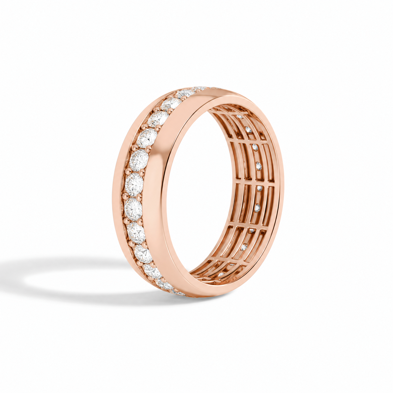 Brisa Men's Channel Eternity Diamond Wedding Band in 14K Rose Gold second product view