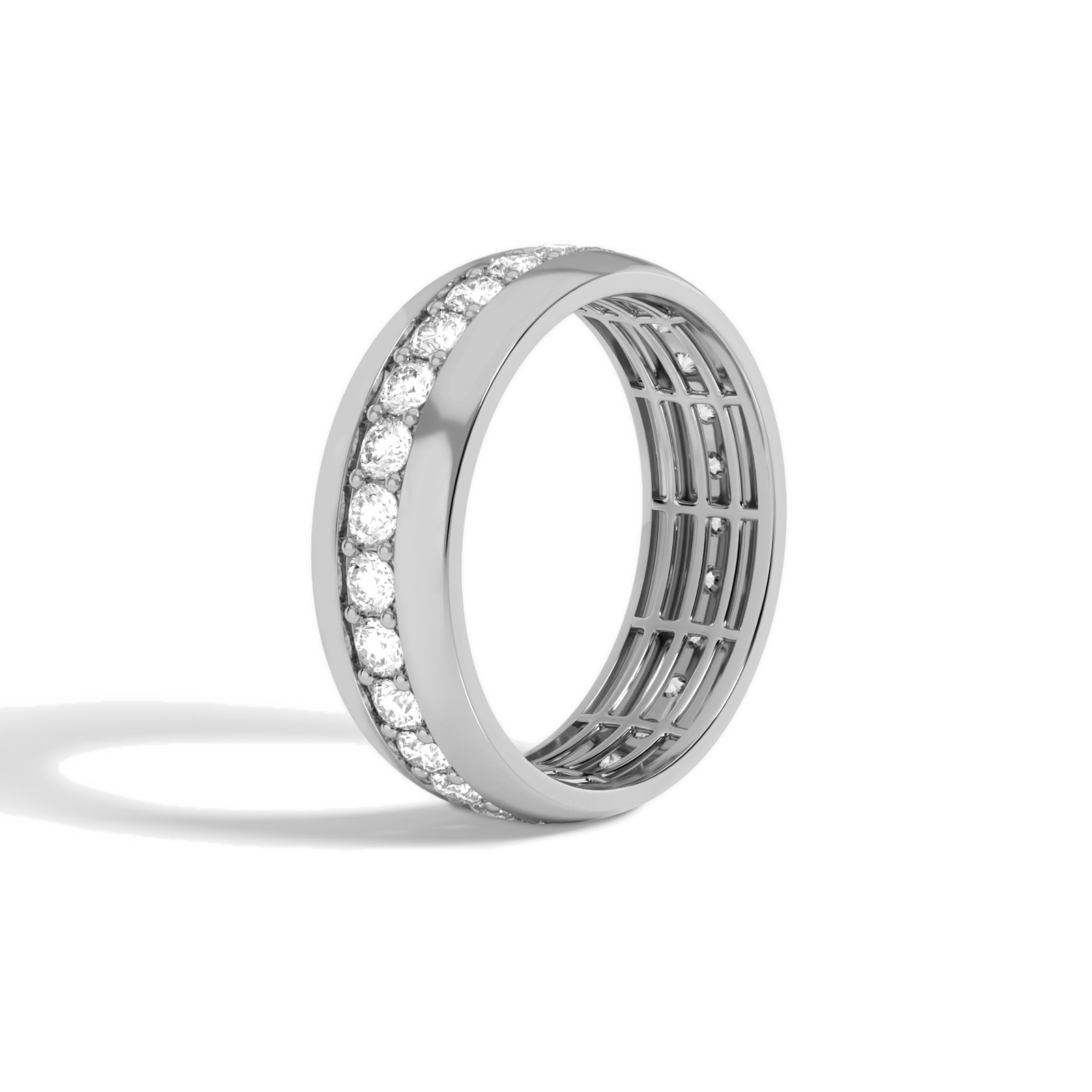 Brisa Men's Channel Eternity Diamond Wedding Band in 14K White Gold second product view