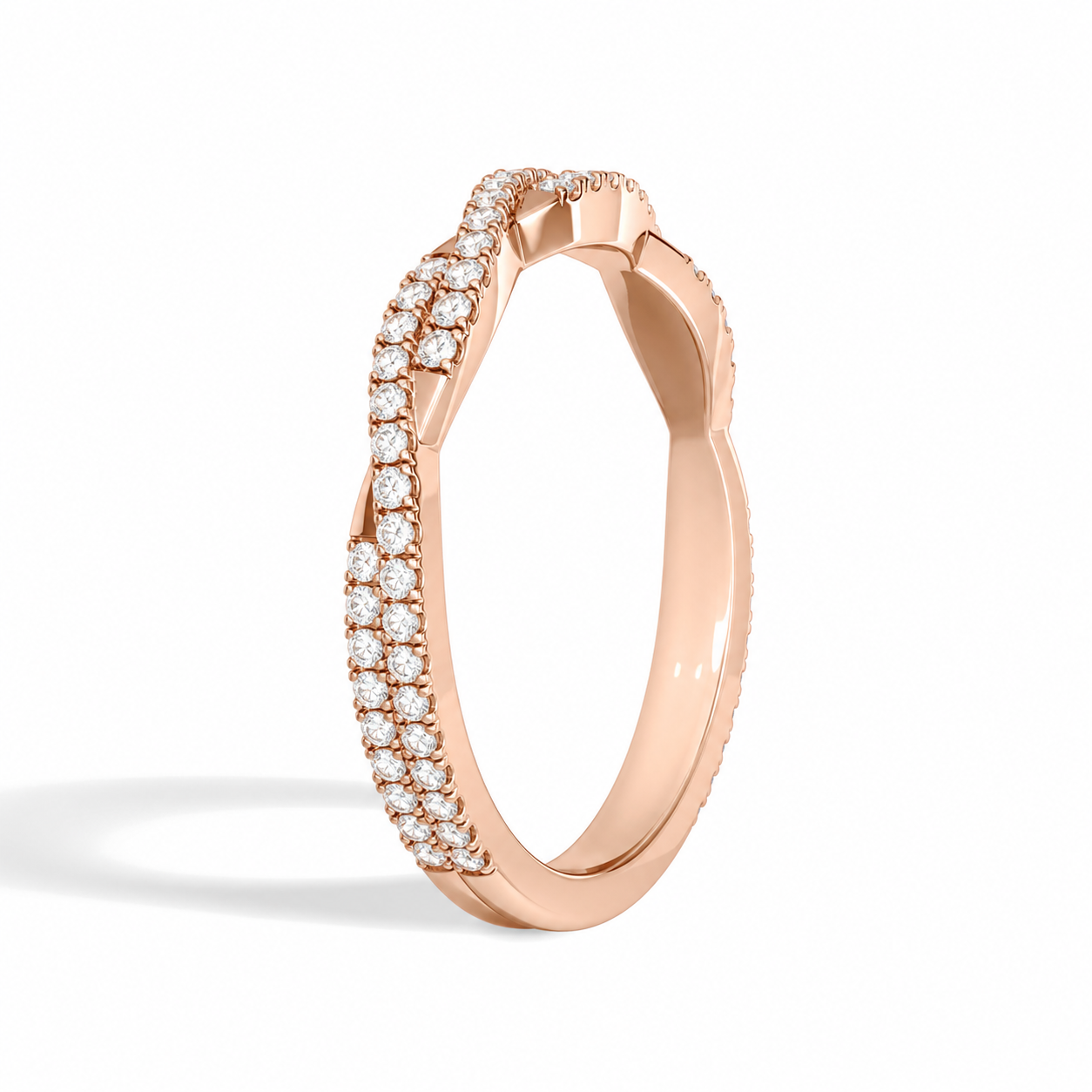Camille Luxe Petite Twisted Vine Diamond Ring in 14K Rose Gold second product view