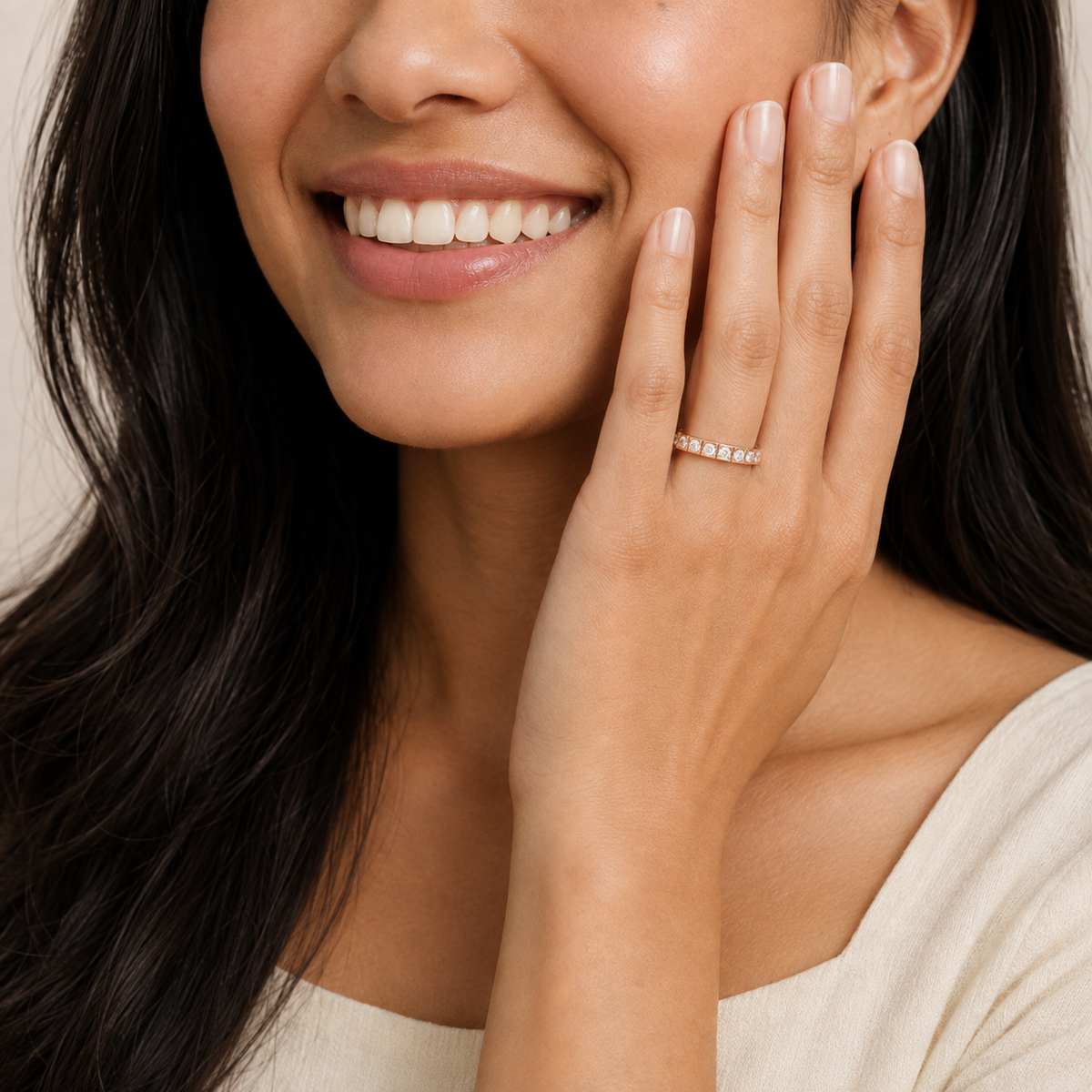 Reina Luxe Hazel Lab-Grown Diamond Ring in 14K Rose Gold, worn on hand