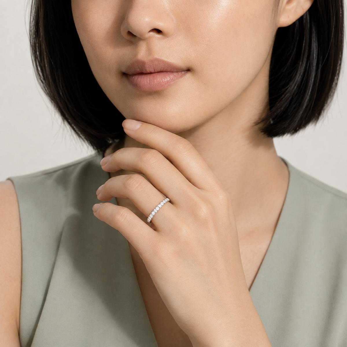 Reina Luxe Hazel Lab-Grown Diamond Ring in Platinum, worn on hand