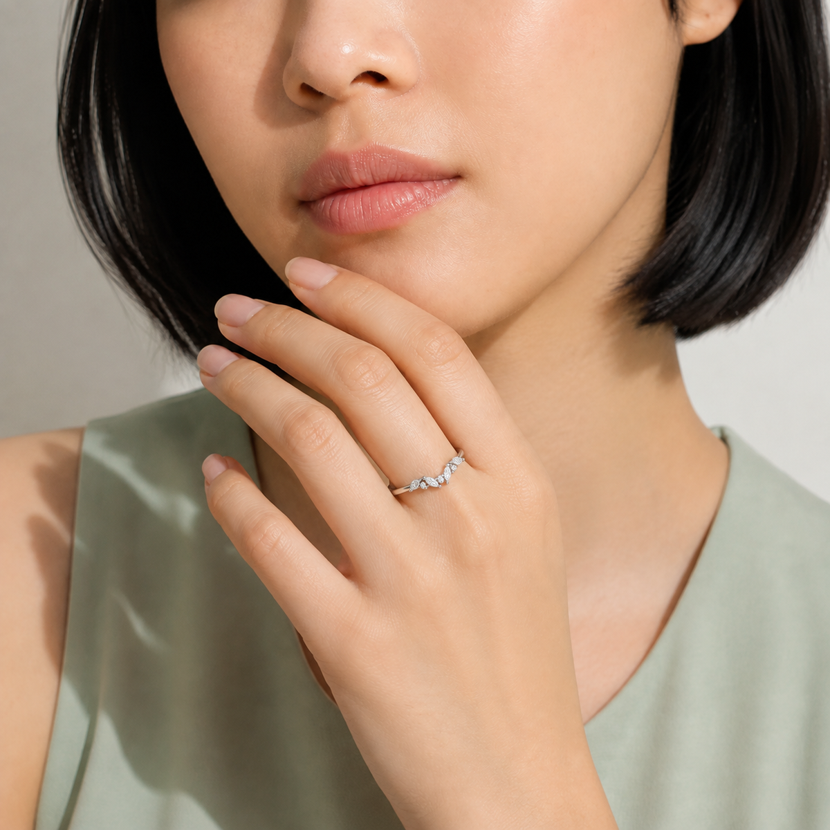 Mabelle Luxe Lab-Grown Diamond Ring in Platinum, worn on hand